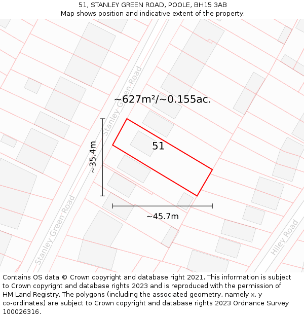 51, STANLEY GREEN ROAD, POOLE, BH15 3AB: Plot and title map