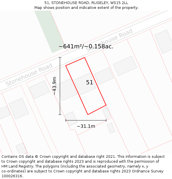 51, STONEHOUSE ROAD, RUGELEY, WS15 2LL: Plot and title map