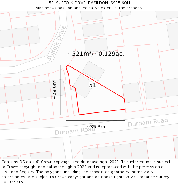 51, SUFFOLK DRIVE, BASILDON, SS15 6QH: Plot and title map