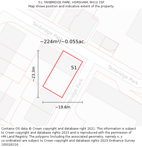 51, TANBRIDGE PARK, HORSHAM, RH12 1SF: Plot and title map