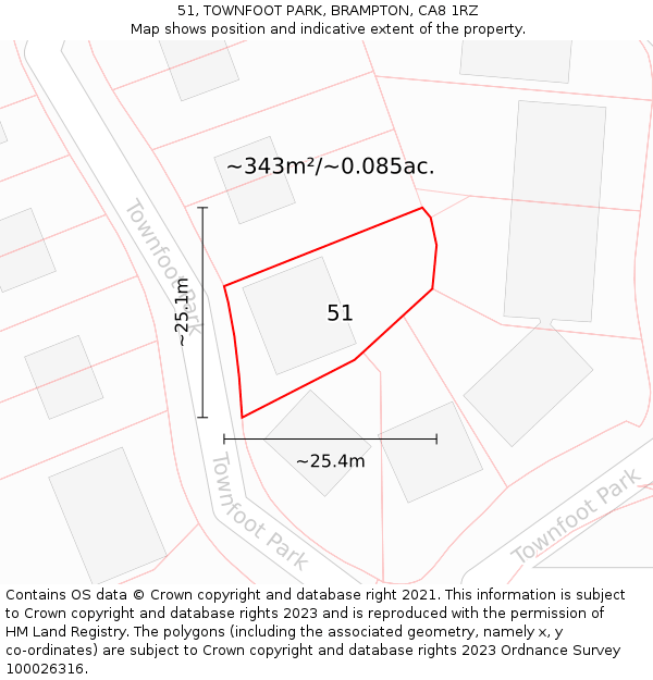 51, TOWNFOOT PARK, BRAMPTON, CA8 1RZ: Plot and title map