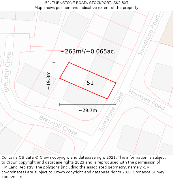 51, TURNSTONE ROAD, STOCKPORT, SK2 5XT: Plot and title map