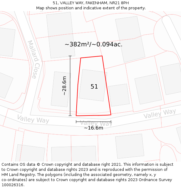 51, VALLEY WAY, FAKENHAM, NR21 8PH: Plot and title map