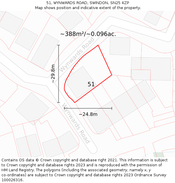 51, WYNWARDS ROAD, SWINDON, SN25 4ZP: Plot and title map