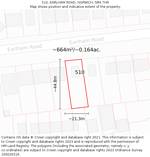 510, EARLHAM ROAD, NORWICH, NR4 7HR: Plot and title map