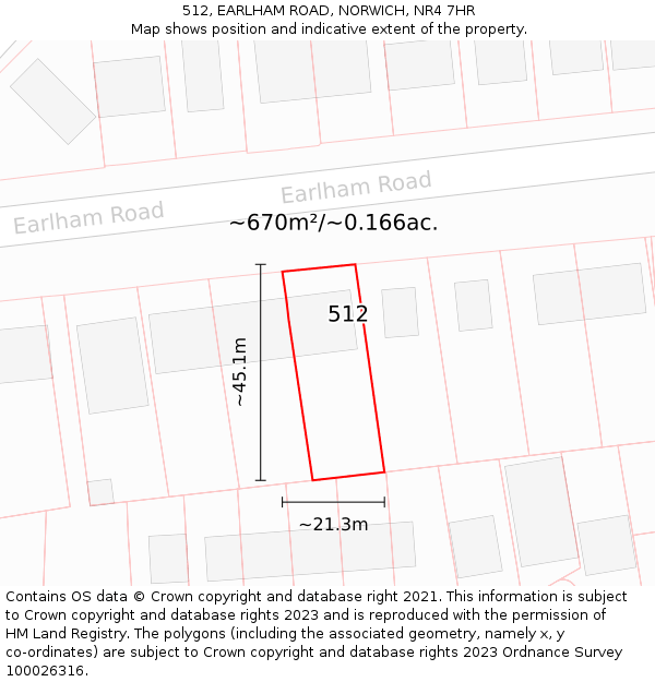 512, EARLHAM ROAD, NORWICH, NR4 7HR: Plot and title map