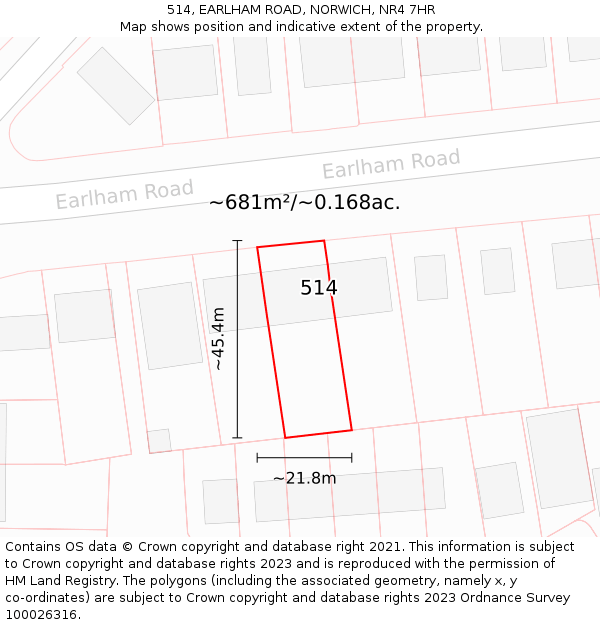 514, EARLHAM ROAD, NORWICH, NR4 7HR: Plot and title map