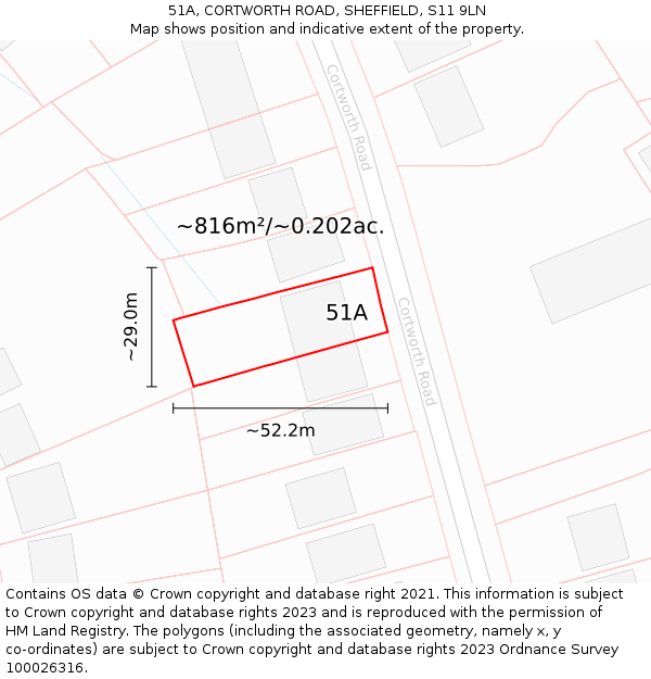 51A, CORTWORTH ROAD, SHEFFIELD, S11 9LN: Plot and title map