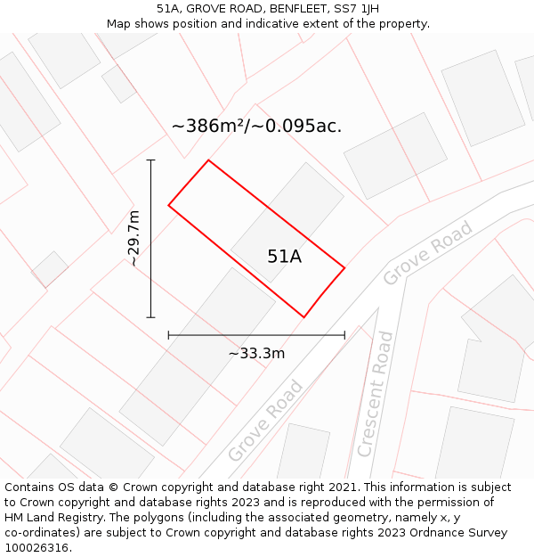 51A, GROVE ROAD, BENFLEET, SS7 1JH: Plot and title map