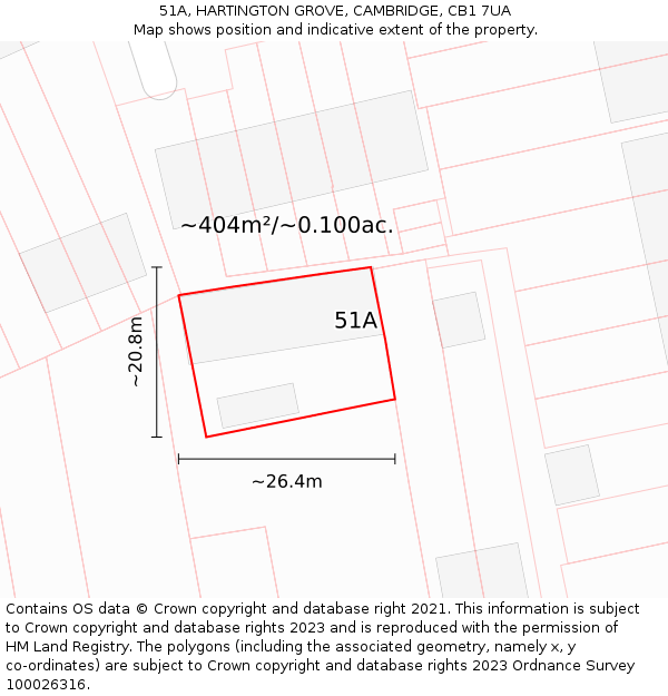 51A, HARTINGTON GROVE, CAMBRIDGE, CB1 7UA: Plot and title map