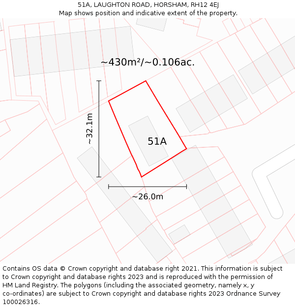 51A, LAUGHTON ROAD, HORSHAM, RH12 4EJ: Plot and title map