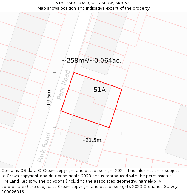 51A, PARK ROAD, WILMSLOW, SK9 5BT: Plot and title map