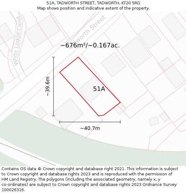 51A, TADWORTH STREET, TADWORTH, KT20 5RG: Plot and title map