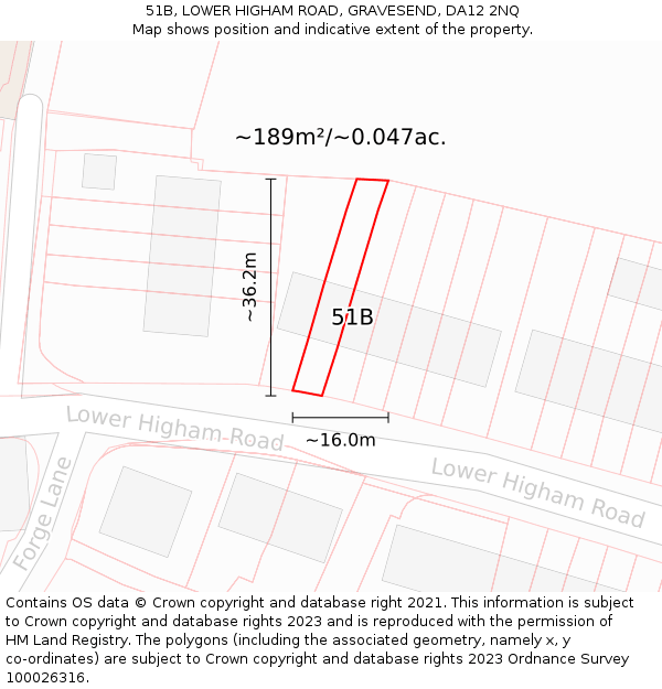 51B, LOWER HIGHAM ROAD, GRAVESEND, DA12 2NQ: Plot and title map