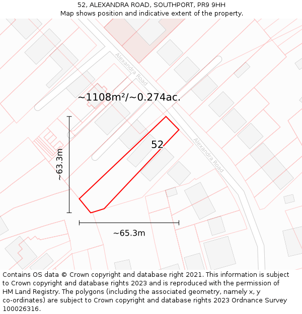 52, ALEXANDRA ROAD, SOUTHPORT, PR9 9HH: Plot and title map