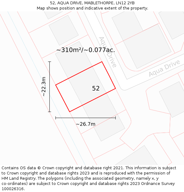 52, AQUA DRIVE, MABLETHORPE, LN12 2YB: Plot and title map