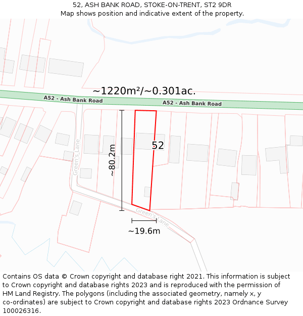 52, ASH BANK ROAD, STOKE-ON-TRENT, ST2 9DR: Plot and title map