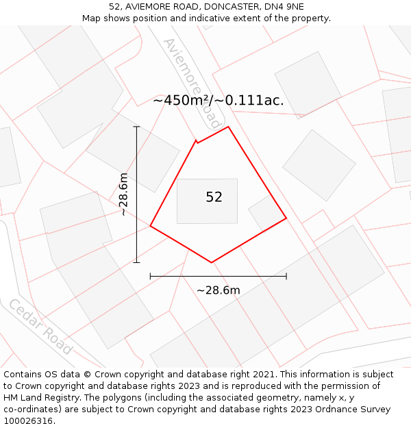 52, AVIEMORE ROAD, DONCASTER, DN4 9NE: Plot and title map