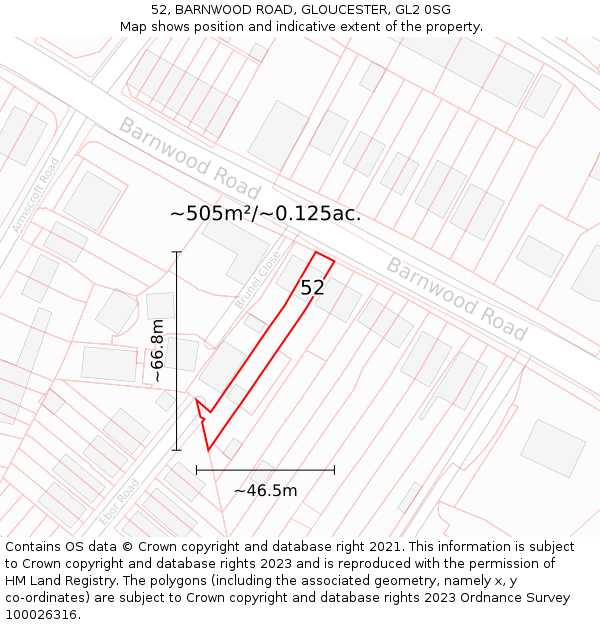 52, BARNWOOD ROAD, GLOUCESTER, GL2 0SG: Plot and title map