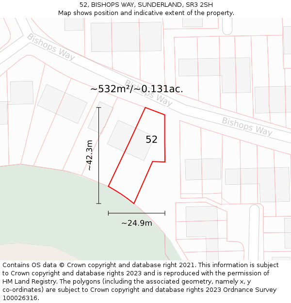 52, BISHOPS WAY, SUNDERLAND, SR3 2SH: Plot and title map