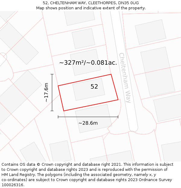 52, CHELTENHAM WAY, CLEETHORPES, DN35 0UG: Plot and title map