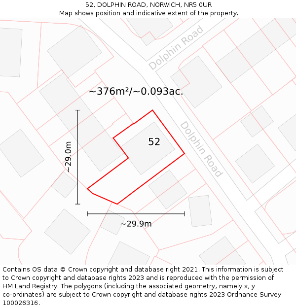 52, DOLPHIN ROAD, NORWICH, NR5 0UR: Plot and title map