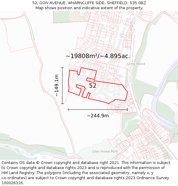 52, DON AVENUE, WHARNCLIFFE SIDE, SHEFFIELD, S35 0BZ: Plot and title map