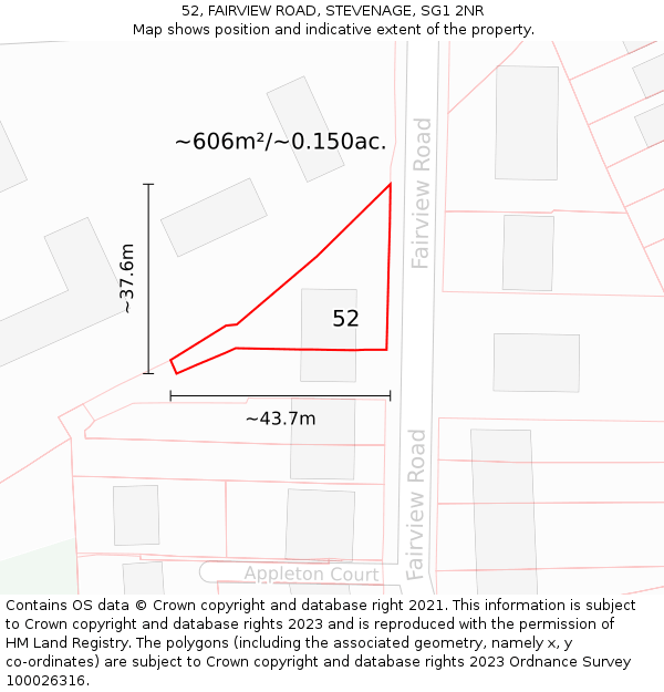 52, FAIRVIEW ROAD, STEVENAGE, SG1 2NR: Plot and title map