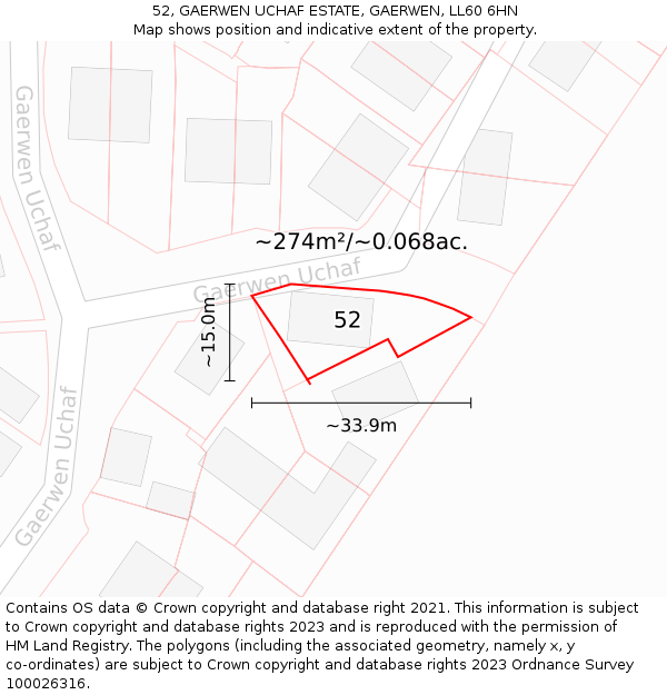 52, GAERWEN UCHAF ESTATE, GAERWEN, LL60 6HN: Plot and title map