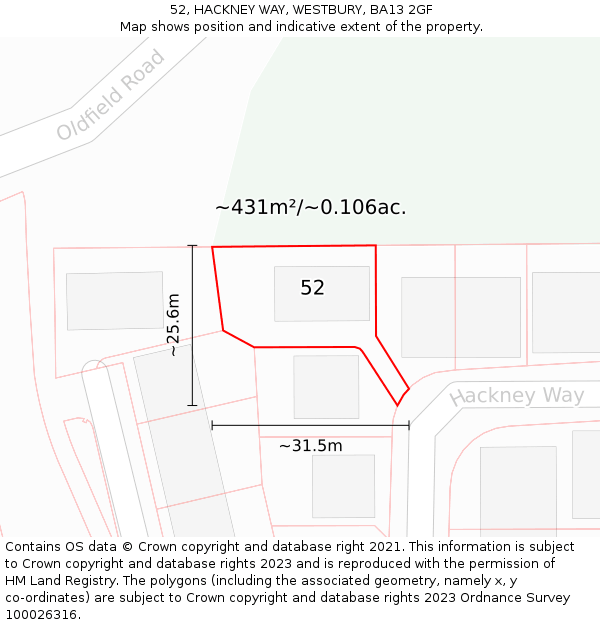 52, HACKNEY WAY, WESTBURY, BA13 2GF: Plot and title map