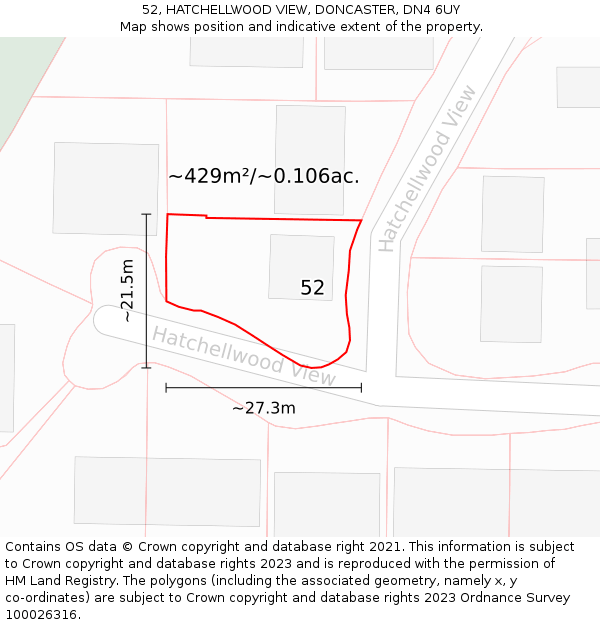 52, HATCHELLWOOD VIEW, DONCASTER, DN4 6UY: Plot and title map