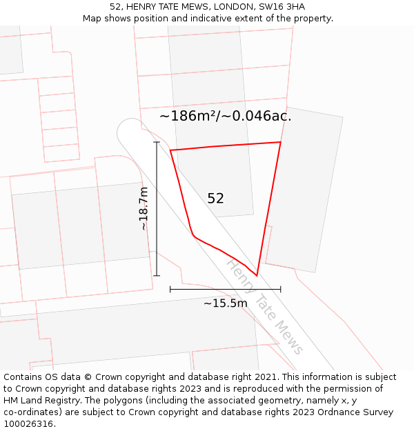 52, HENRY TATE MEWS, LONDON, SW16 3HA: Plot and title map