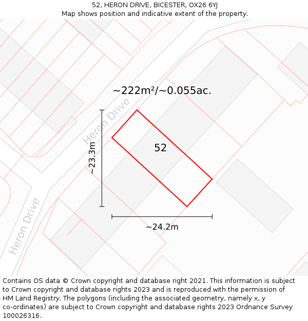 52, HERON DRIVE, BICESTER, OX26 6YJ: Plot and title map