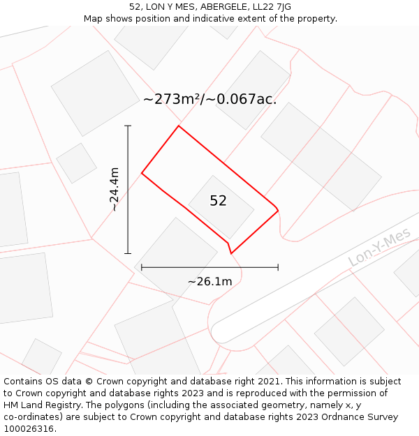 52, LON Y MES, ABERGELE, LL22 7JG: Plot and title map