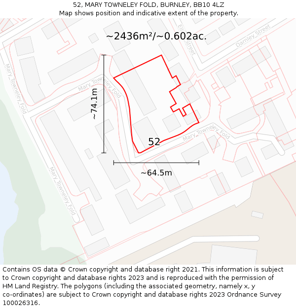 52, MARY TOWNELEY FOLD, BURNLEY, BB10 4LZ: Plot and title map