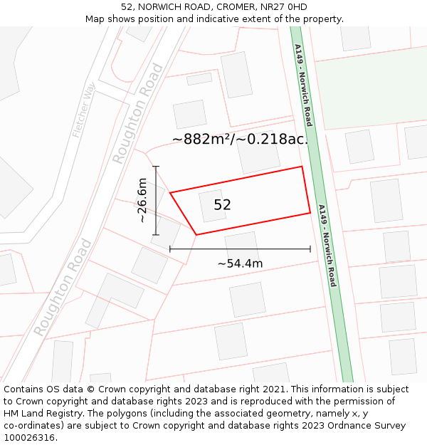 52, NORWICH ROAD, CROMER, NR27 0HD: Plot and title map