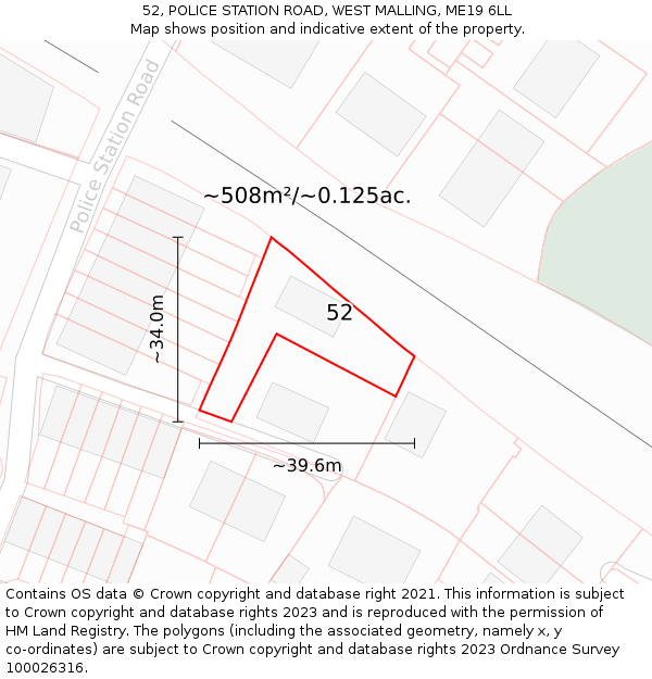 52, POLICE STATION ROAD, WEST MALLING, ME19 6LL: Plot and title map