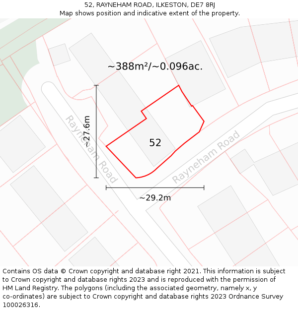 52, RAYNEHAM ROAD, ILKESTON, DE7 8RJ: Plot and title map