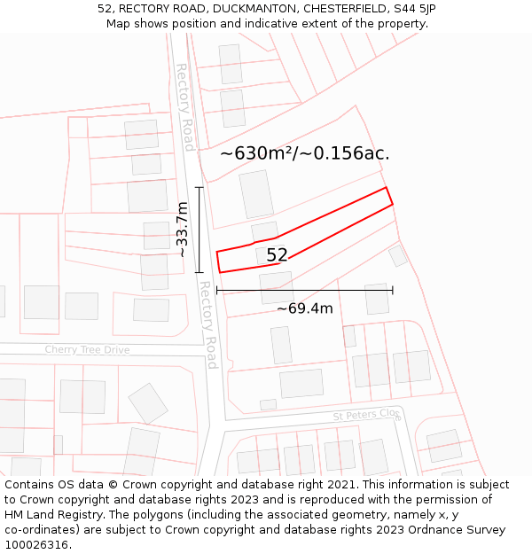 52, RECTORY ROAD, DUCKMANTON, CHESTERFIELD, S44 5JP: Plot and title map