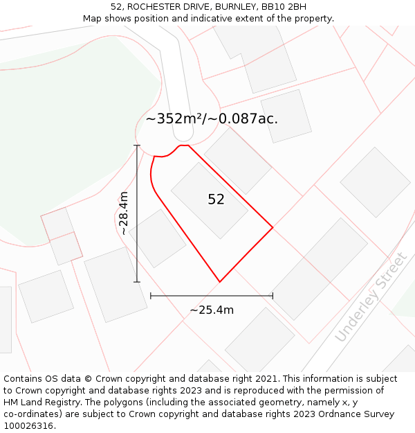 52, ROCHESTER DRIVE, BURNLEY, BB10 2BH: Plot and title map