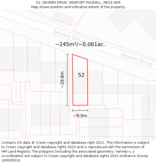 52, SEVERN DRIVE, NEWPORT PAGNELL, MK16 9DR: Plot and title map