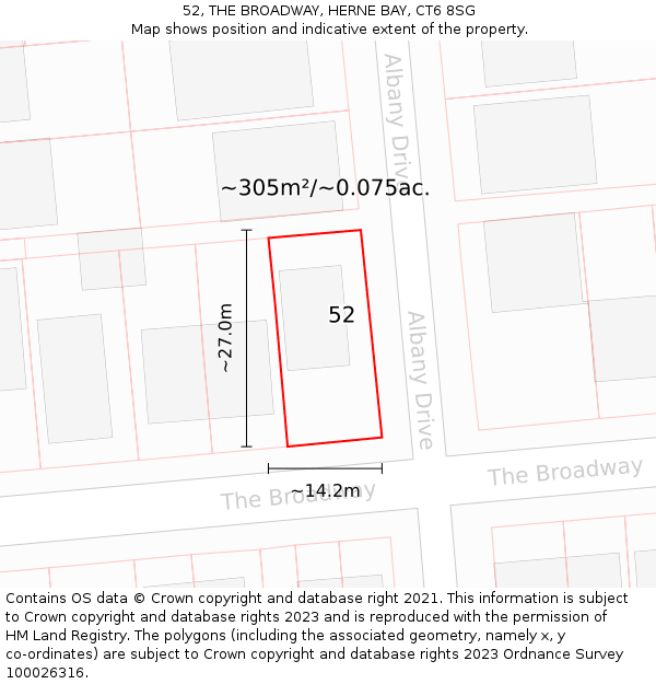 52, THE BROADWAY, HERNE BAY, CT6 8SG: Plot and title map