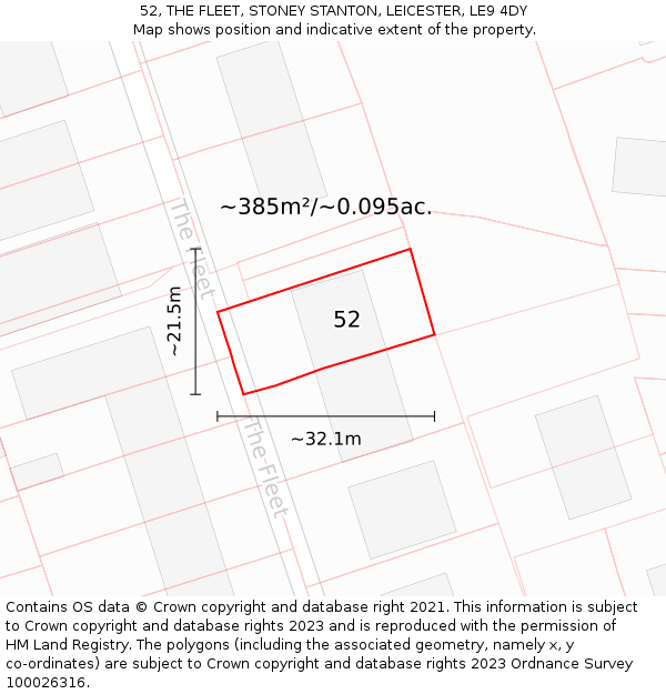 52, THE FLEET, STONEY STANTON, LEICESTER, LE9 4DY: Plot and title map