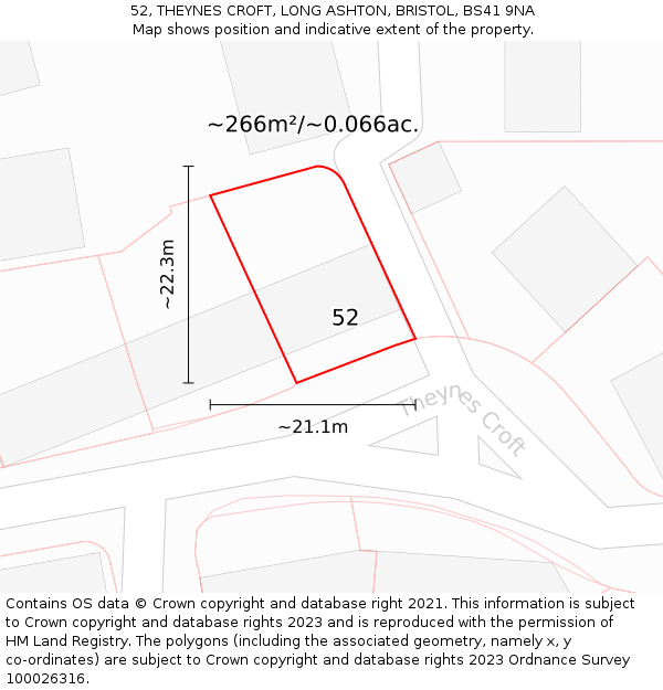 52, THEYNES CROFT, LONG ASHTON, BRISTOL, BS41 9NA: Plot and title map