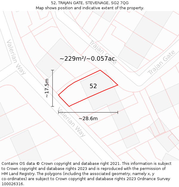 52, TRAJAN GATE, STEVENAGE, SG2 7QG: Plot and title map