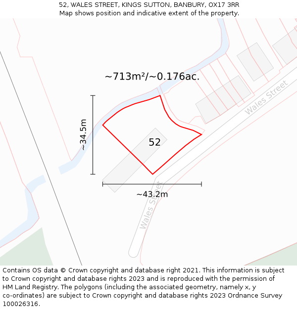 52, WALES STREET, KINGS SUTTON, BANBURY, OX17 3RR: Plot and title map