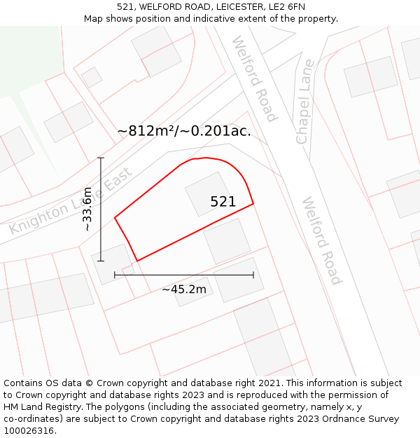 521, WELFORD ROAD, LEICESTER, LE2 6FN: Plot and title map