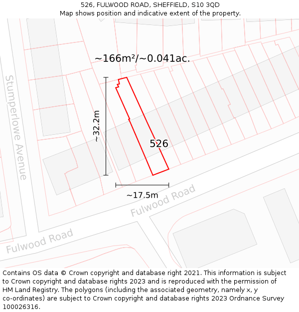 526, FULWOOD ROAD, SHEFFIELD, S10 3QD: Plot and title map