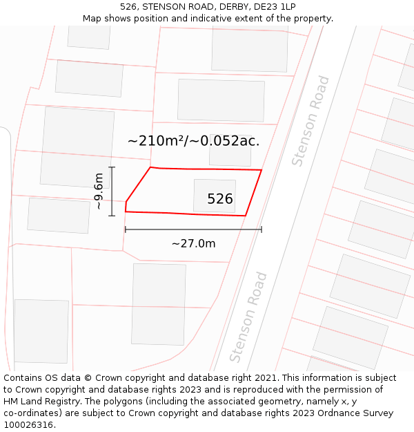 526, STENSON ROAD, DERBY, DE23 1LP: Plot and title map