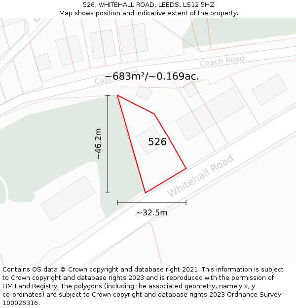526, WHITEHALL ROAD, LEEDS, LS12 5HZ: Plot and title map